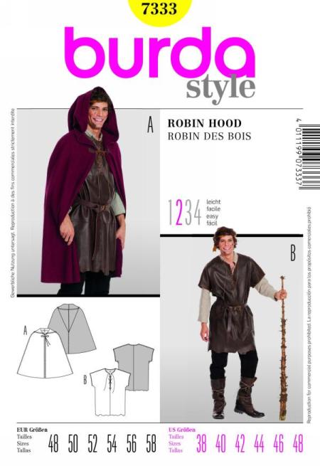 Burda 7333 Men's Robin Hood Costume Burda 7333 Men's Robin Hood Costume