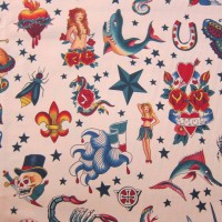 Alexander Henry Pink Tattoo on 100% Cotton Woven Alexander Henry Pink Tattoo on 100% Cotton Woven