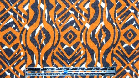 French mandarin/black 'primitive' linen woven French mandarin/black 'primitive' linen woven