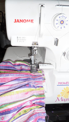 Finish the seams between the tiers in whatever method you prefer. Finish the seams between the tiers in whatever method you prefer.