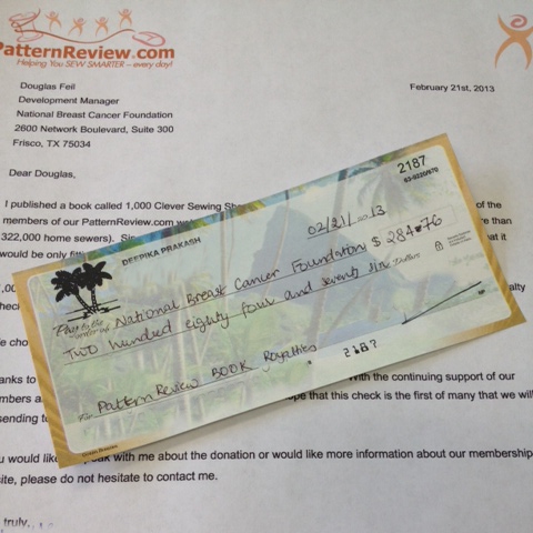 Royalty check to NBCF Royalty check to NBCF