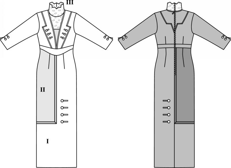 Click to magnify/shrink Burda 7029 Dress Line Drawing