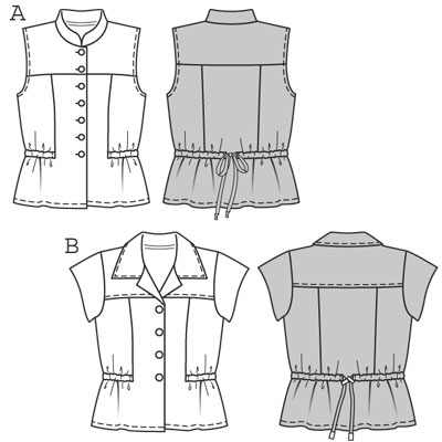 Click to magnify/shrink Burda 7648 BLOUSE Line Drawing