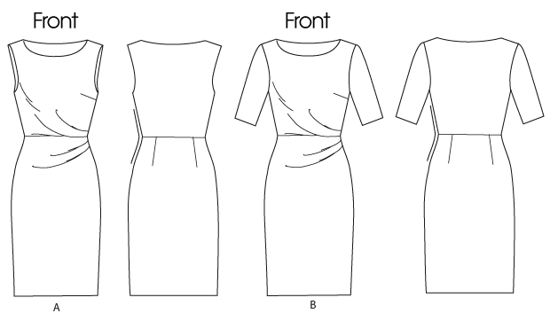 Click to magnify/shrink Butterick 5672 Misses' Dress Line Drawing