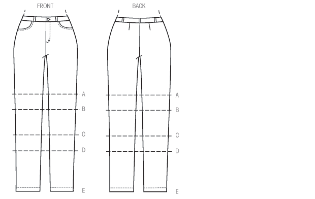 Butterick 6061 Misses' Pants Line Drawing