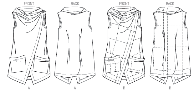 Butterick 6064 Misses' Vest Line Drawing