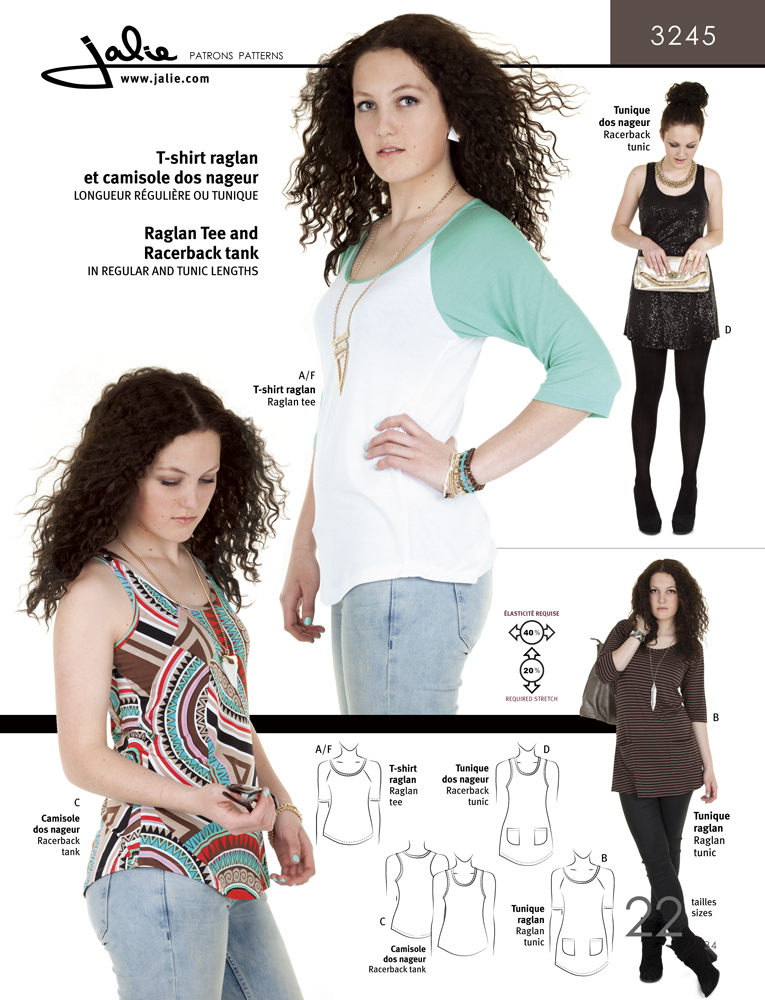 Jalie Raglan Tee, Racerback Tank and Tunics 3245