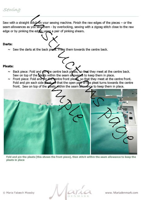 Click to magnify/shrink MariaDenmark 202 Paula Pleat Skirt Downloadable Pattern Line Drawing