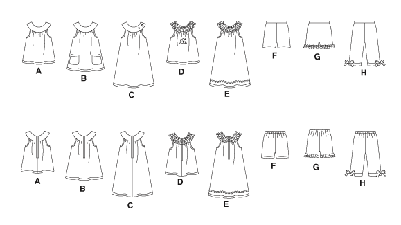 Click to magnify/shrink McCall's 5568 6 Great Looks One Easy Pattern Line Drawing