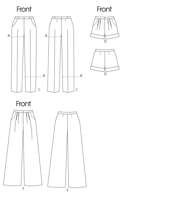 McCall's 6403 Misses'/Women's Shorts and Pants In 2 Lengths Line Drawing