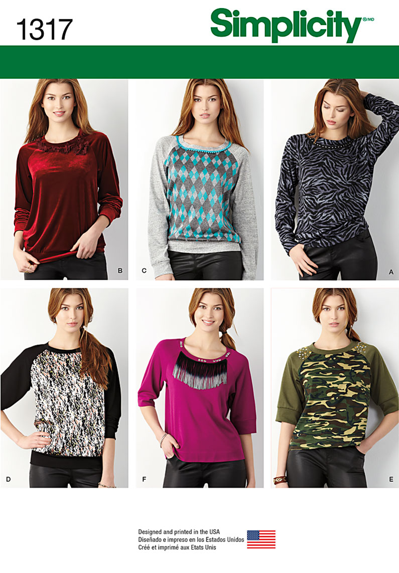 Simplicity Misses' Pullover Knit Top 1317