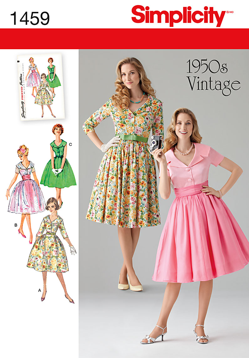 Simplicity 1459 Misses' & Miss Petite 1950's Vintage Dress sewing pattern