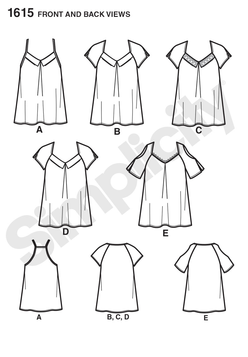 Simplicity 1615 Misses Tops Line Drawing