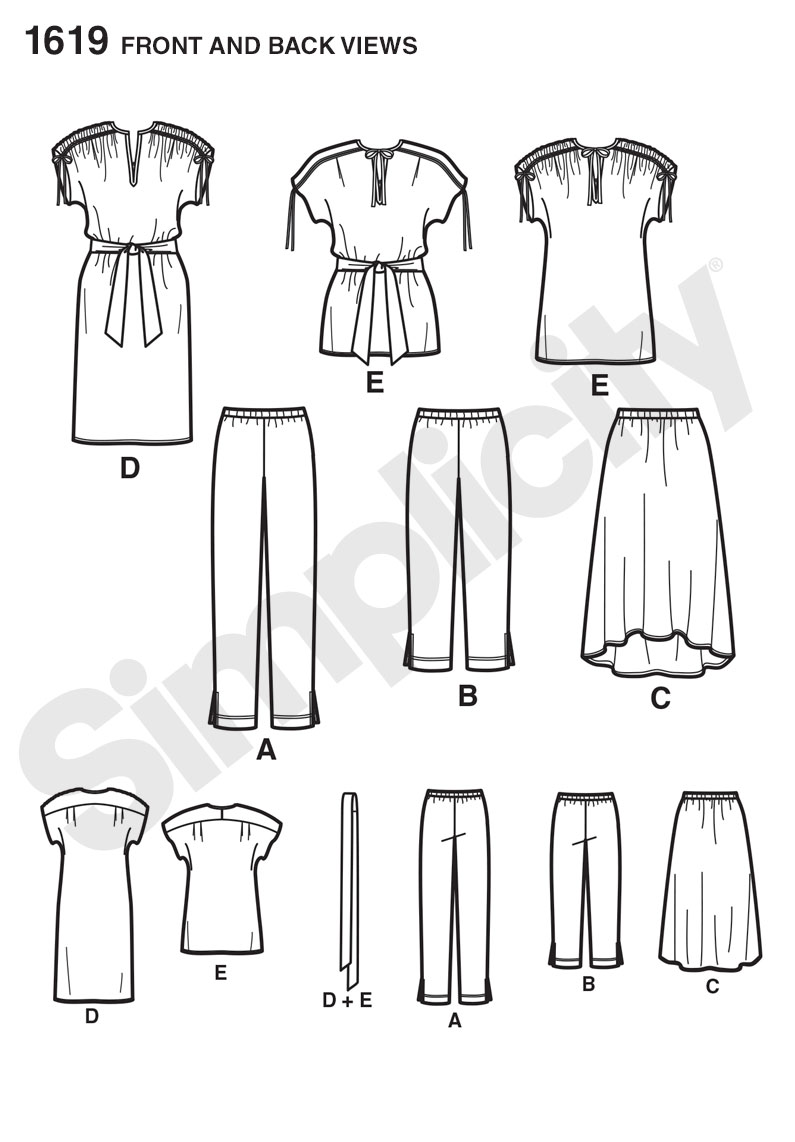 Simplicity 1619 Misses' Sportswear Line Drawing