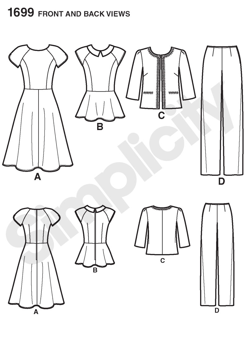 Simplicity 1699 Misses' & Miss Petite Sportswear  Line Drawing