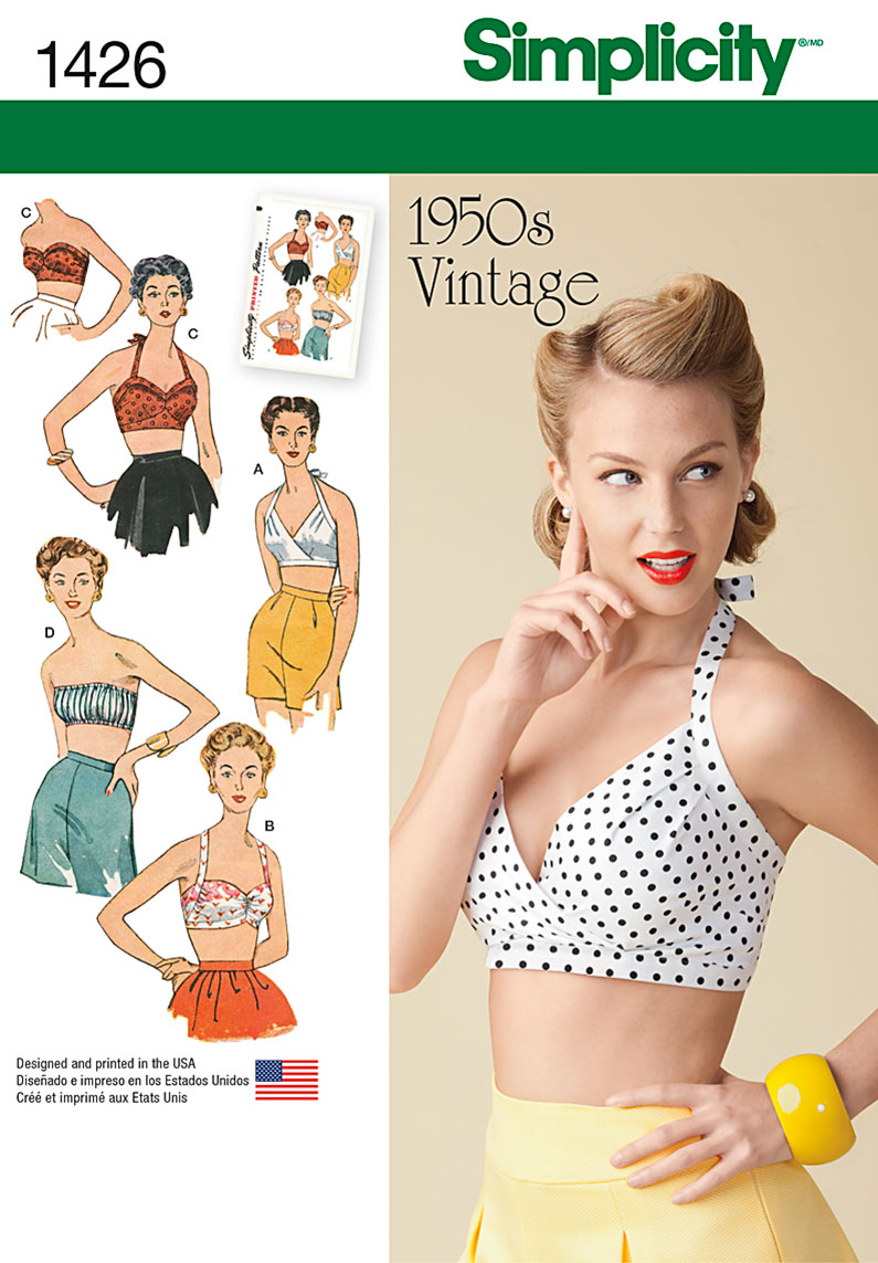 Simplicity Misses' Vintage 1950's Bra Tops 1426 pattern review by