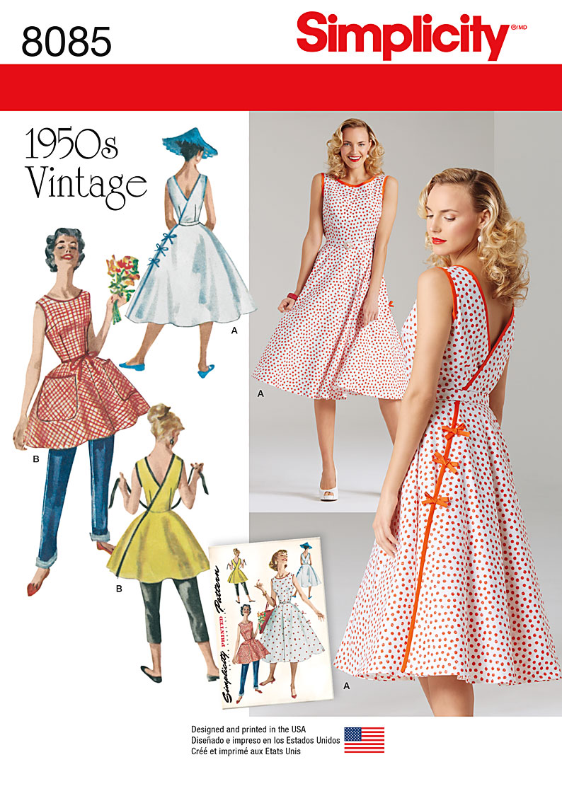 Simplicity 8085 Misses' Vintage 1950's Wrap Dress in Two Lengths