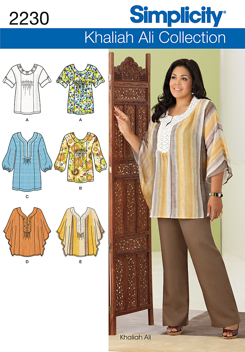 Simplicity 2230 Khaliah Ali Women's Tunic/Top sewing pattern