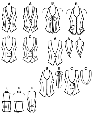 Simplicity 2556- Misses Vests with Separate Patterns for B,C,D Cups