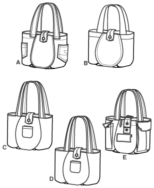 Click to magnify/shrink Simplicity 2597 Bags Go Green Collection Line Drawing