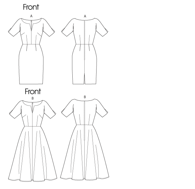 Click to magnify/shrink Vogue Patterns 8765 MIsses Dress Line Drawing