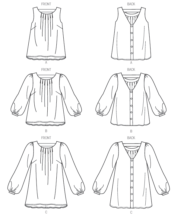 Click to magnify/shrink Vogue Patterns 8977 Misses' Top Line Drawing