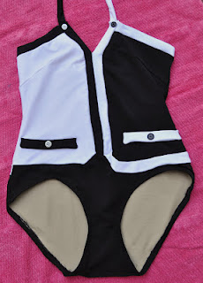chanel black and white bathing suit
