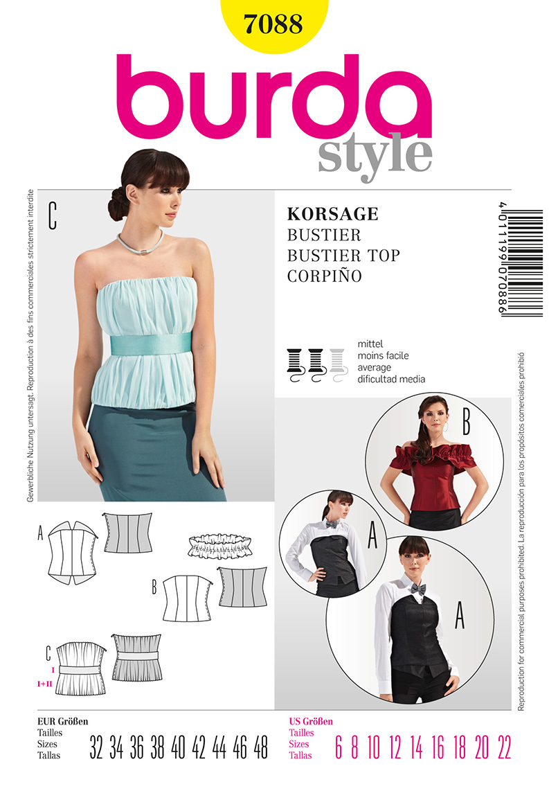 New BURDA Style 6970 Ladies Fitted Dress/Bustier Top Sewing Pattern EUR 34-44 