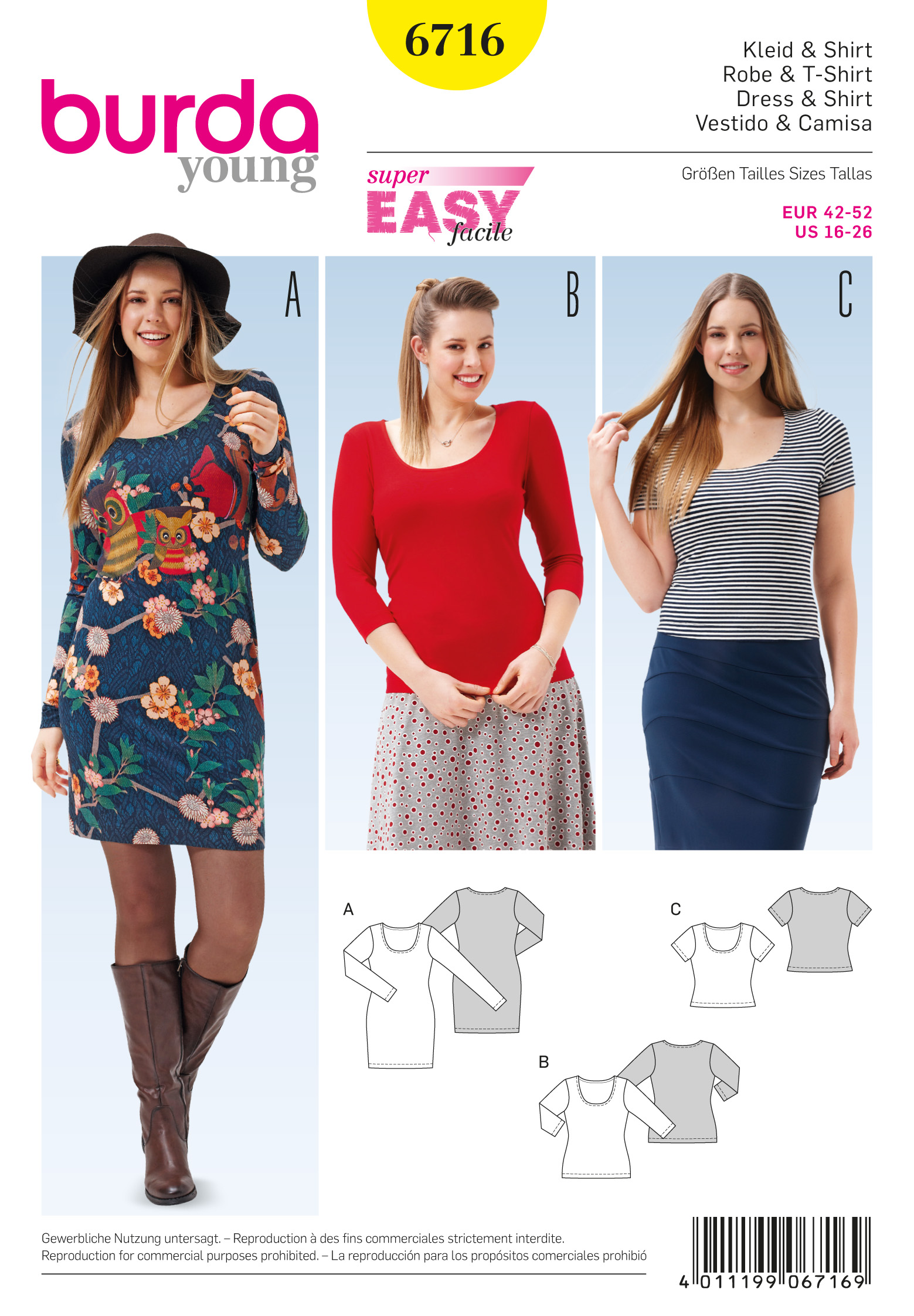 Burda 6716 Misses And Plus Size Shirt Dress