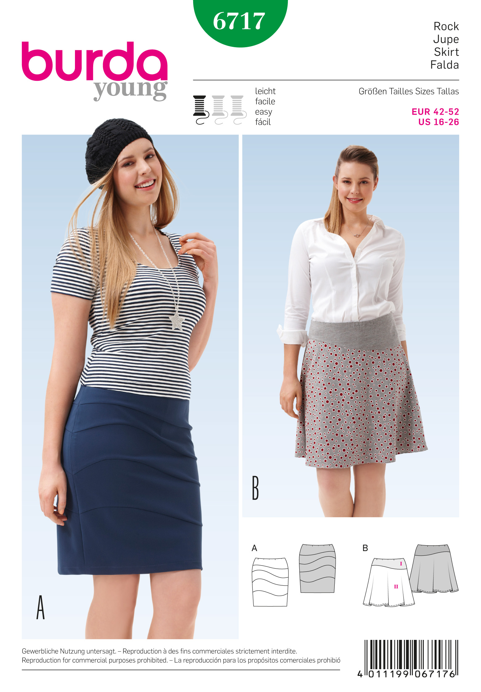 Close Fitting Skirt Misses' Sizes 18-28 Factory Folded Burda 3805  Plus Size Loose Fitting Top or Jacket