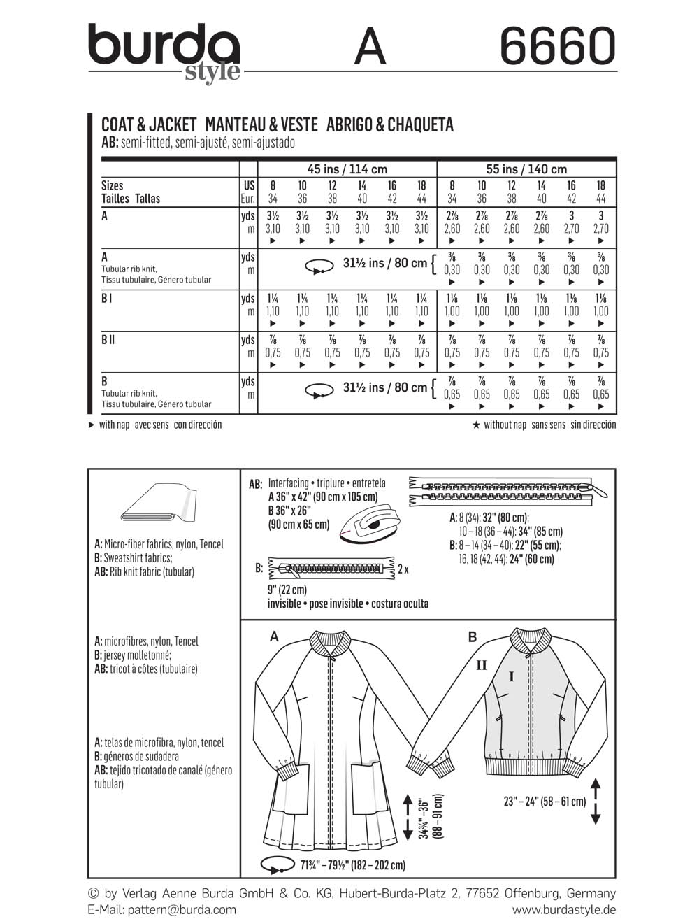 Burda 6660 Misses' Coat and Jacket