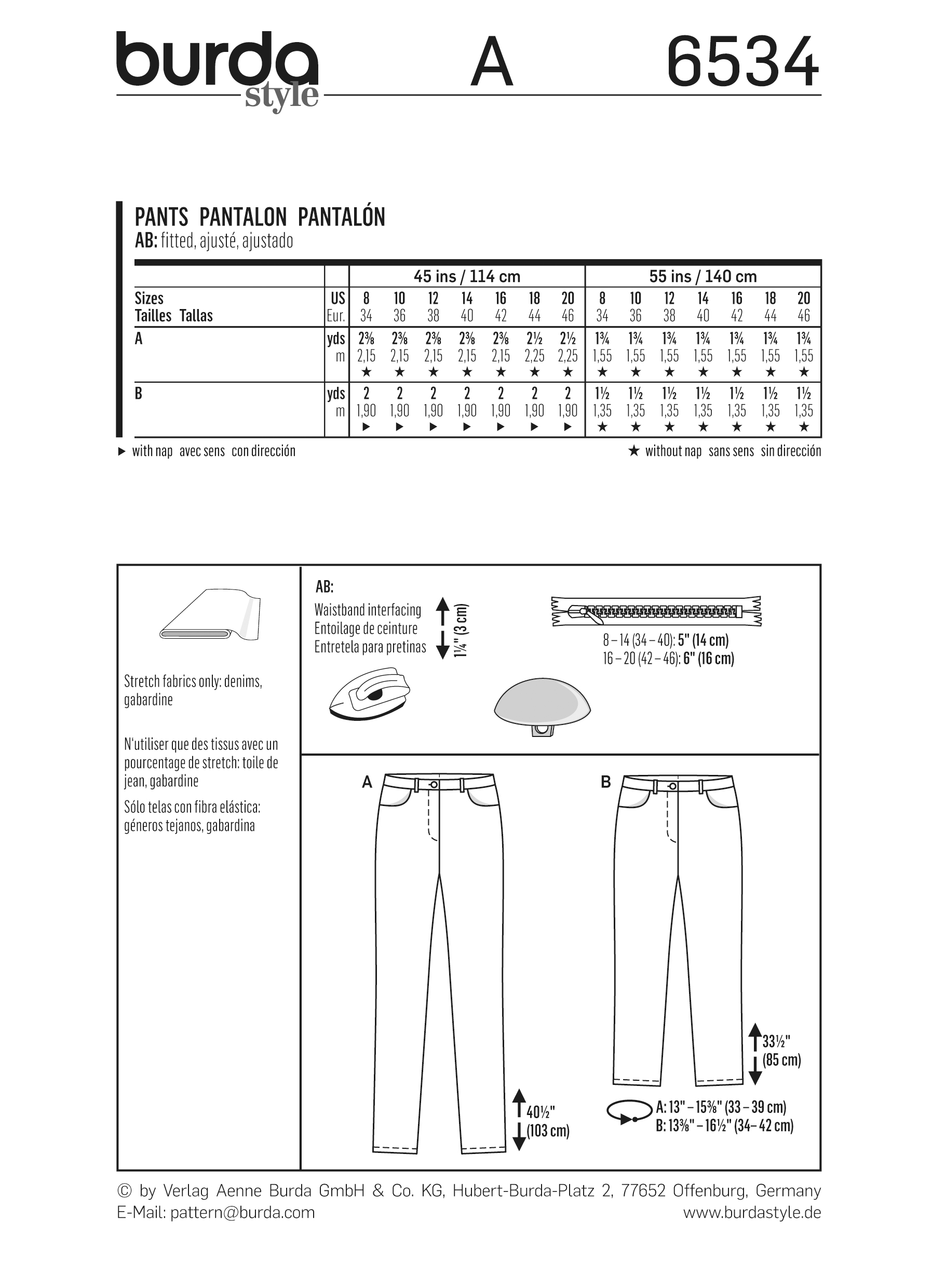 Burda Sewing Pattern 6601 Size 6-16 Misses Flared Pants Trousers / Uncut FF  -  Ireland