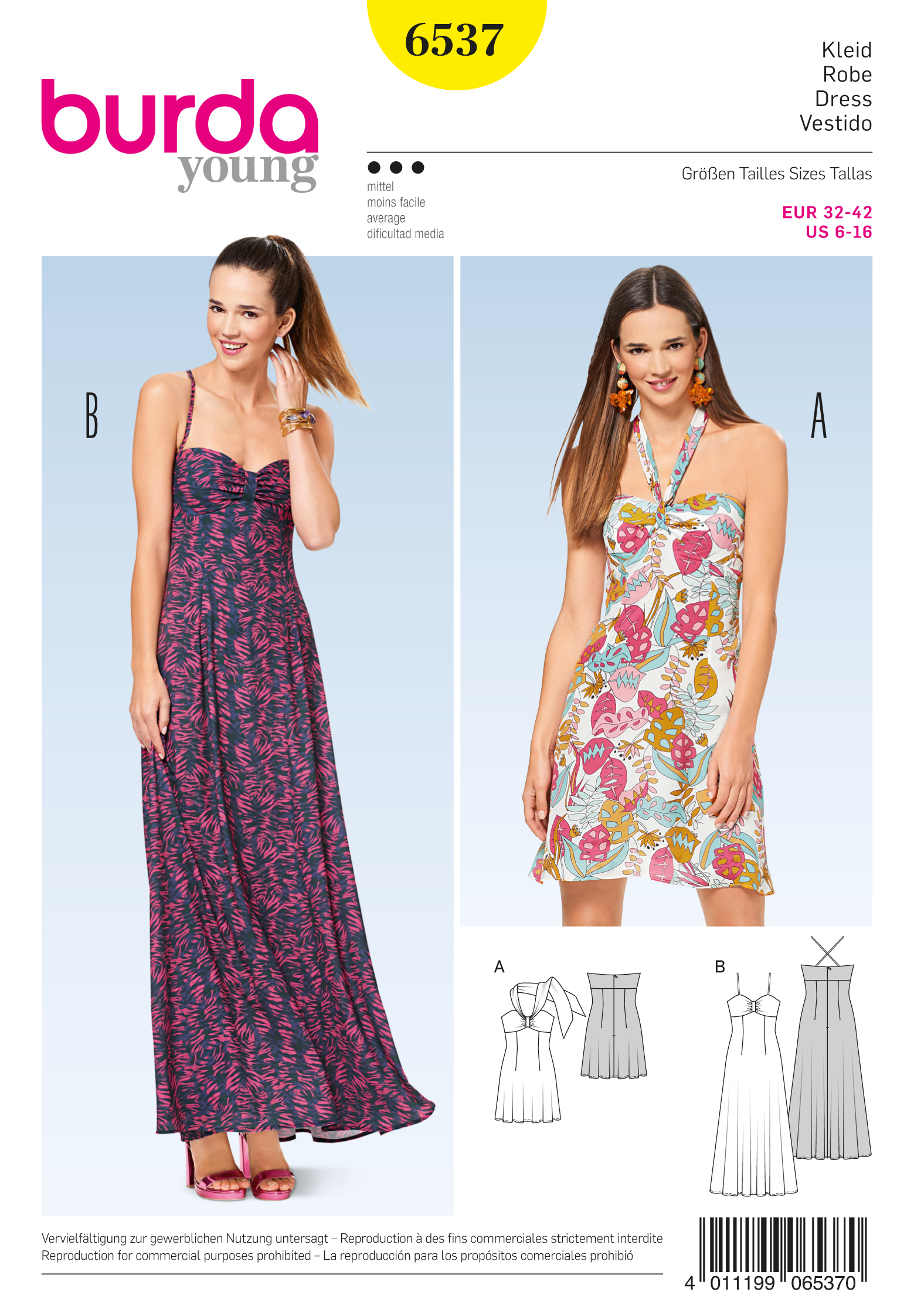 Burda 6537 Misses' Neck Dress