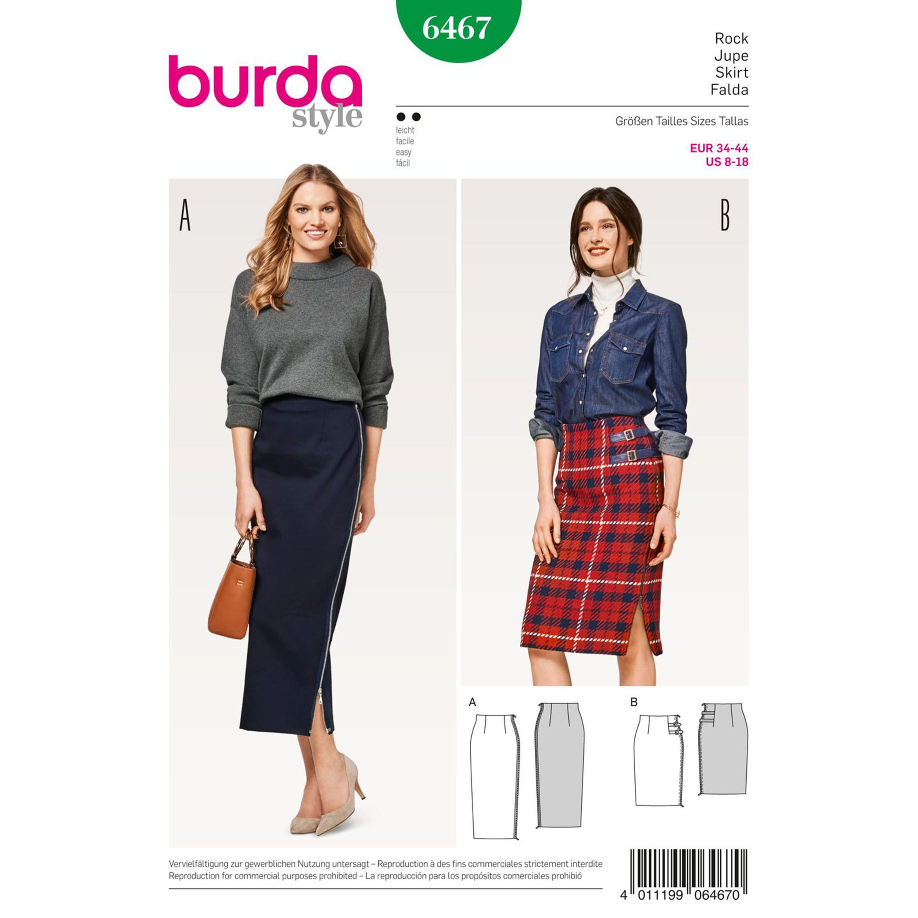 Burda Burda Style Pattern B6467 Misses' High Waisted Skirt