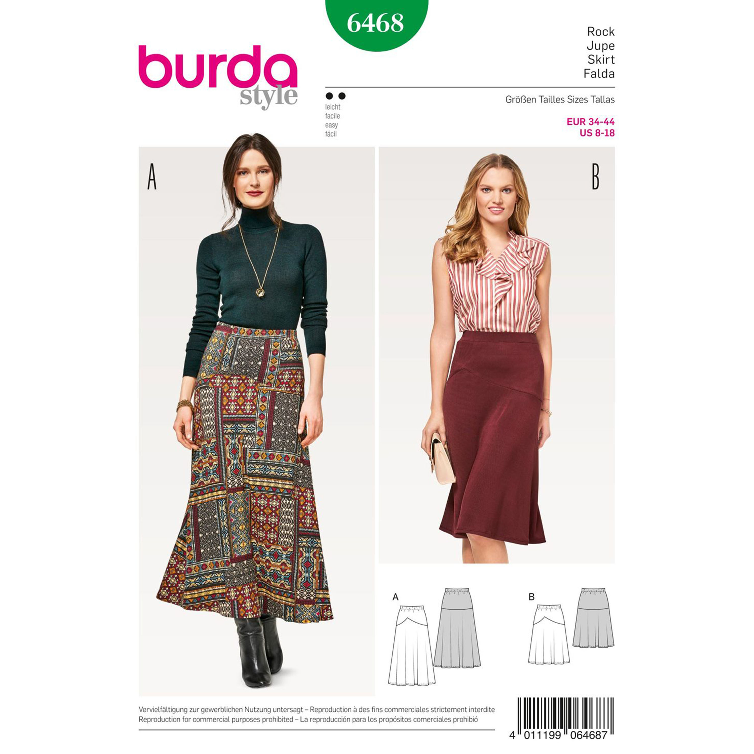 Burda Burda Style Pattern B6468 Misses' Flared Skirt