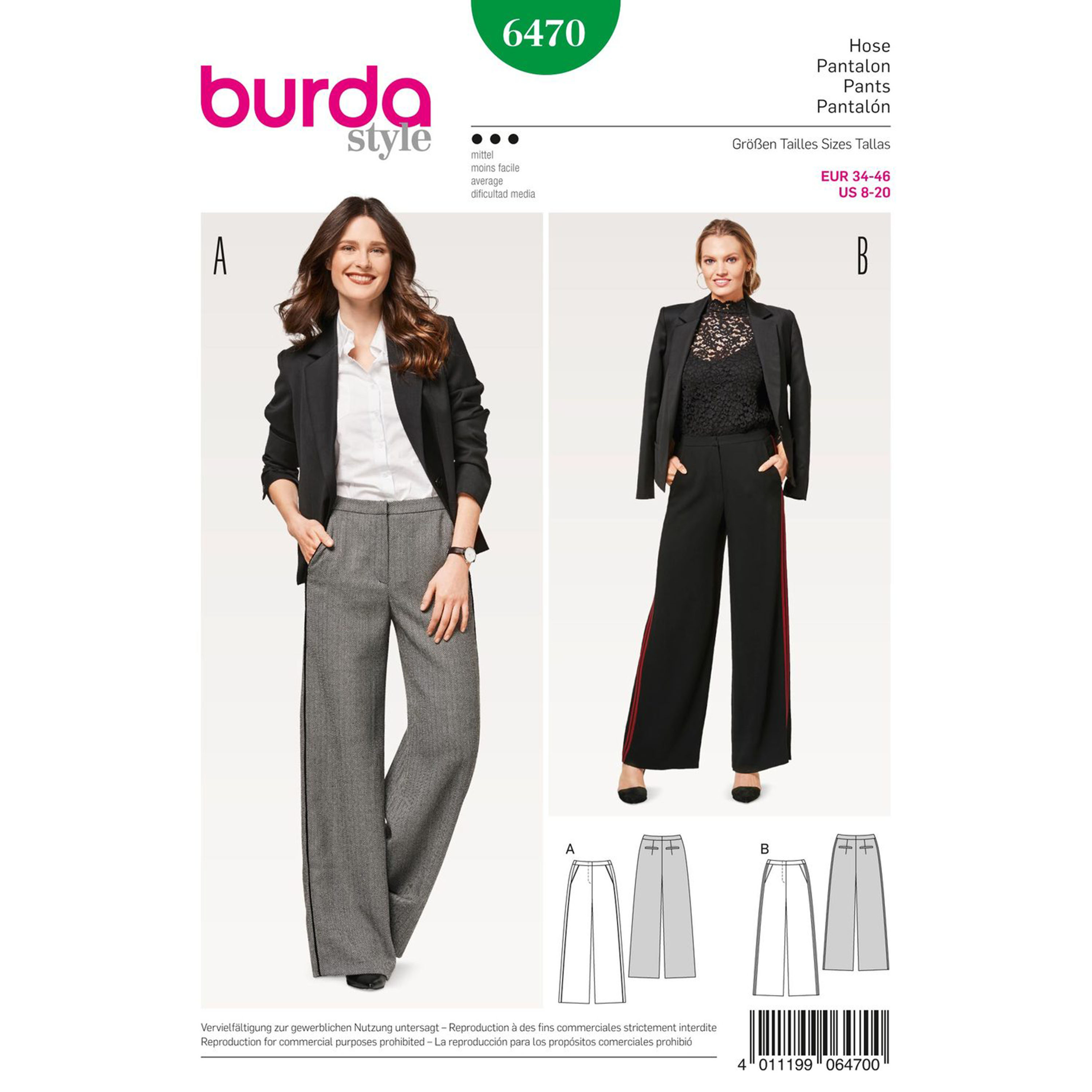 Burda Burda Style Pattern B6470 Misses' Pants