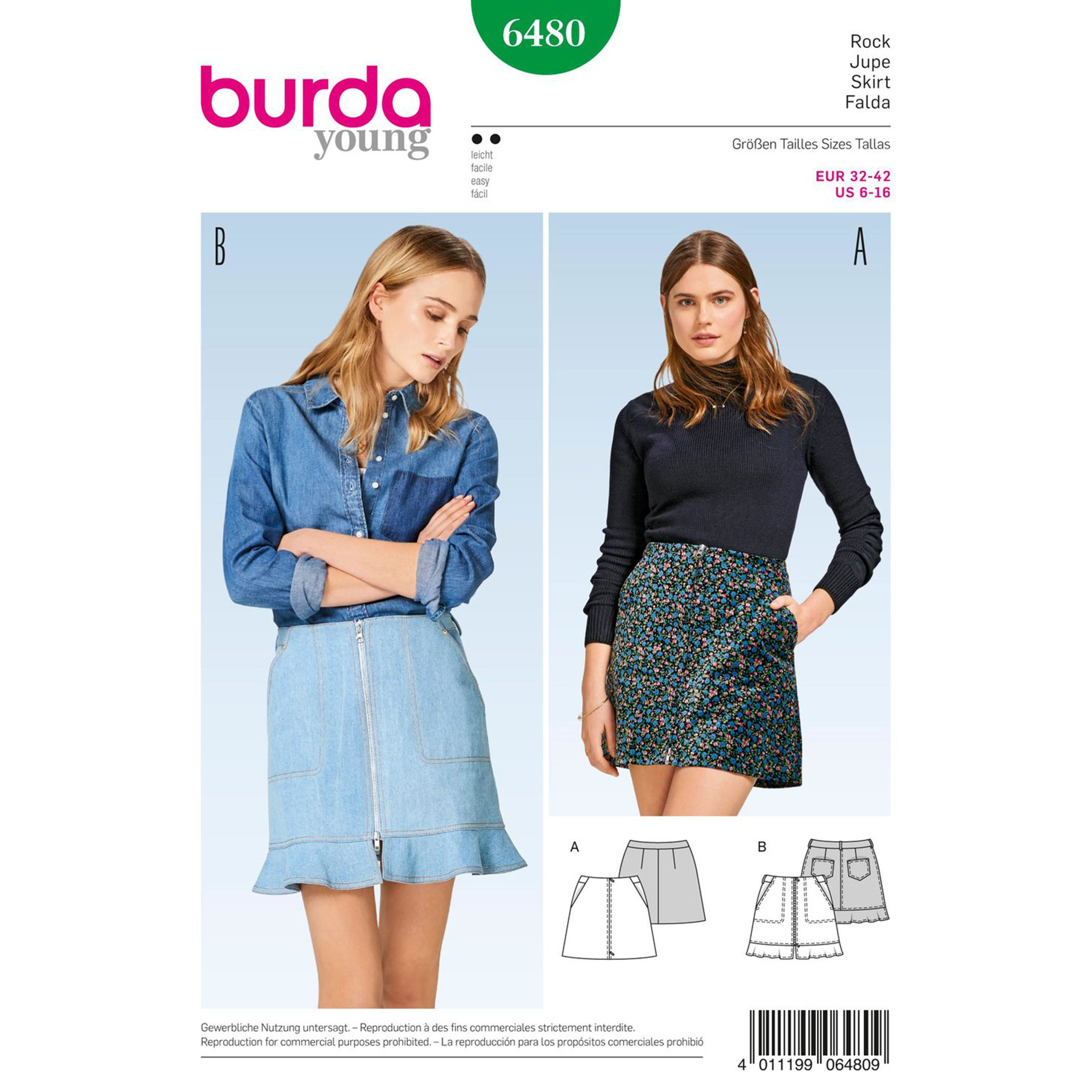 Burda Burda Style Pattern B6480 Misses' Mini Skirts