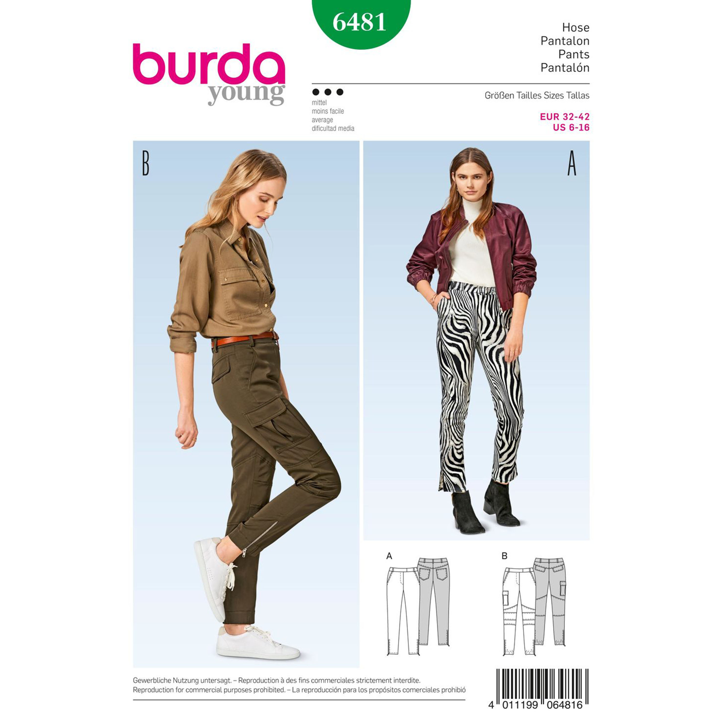 Burda Burda Style Pattern B6481 Misses' Skinny Pants