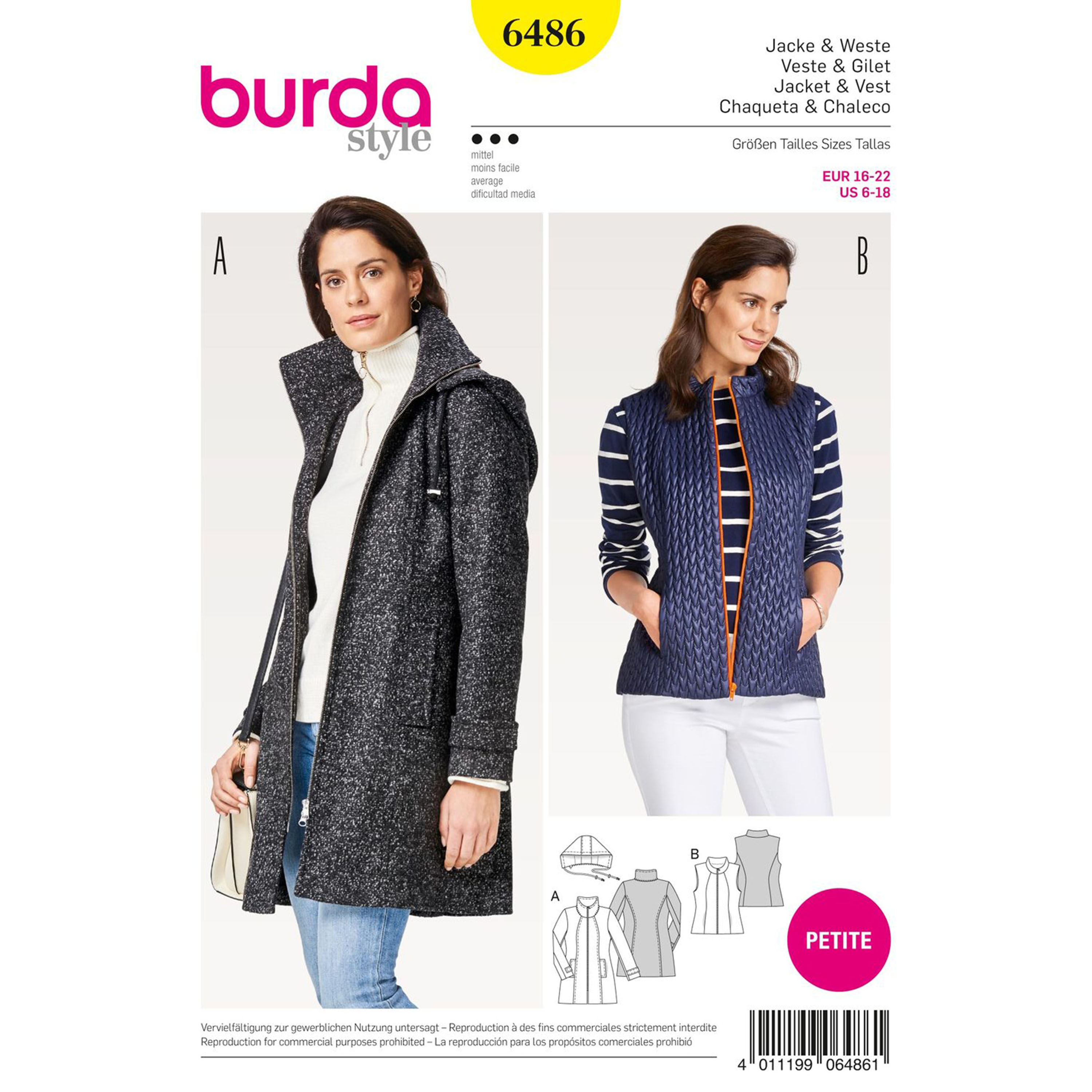 Burda Burda Style Pattern B6486 Misses' Jackets