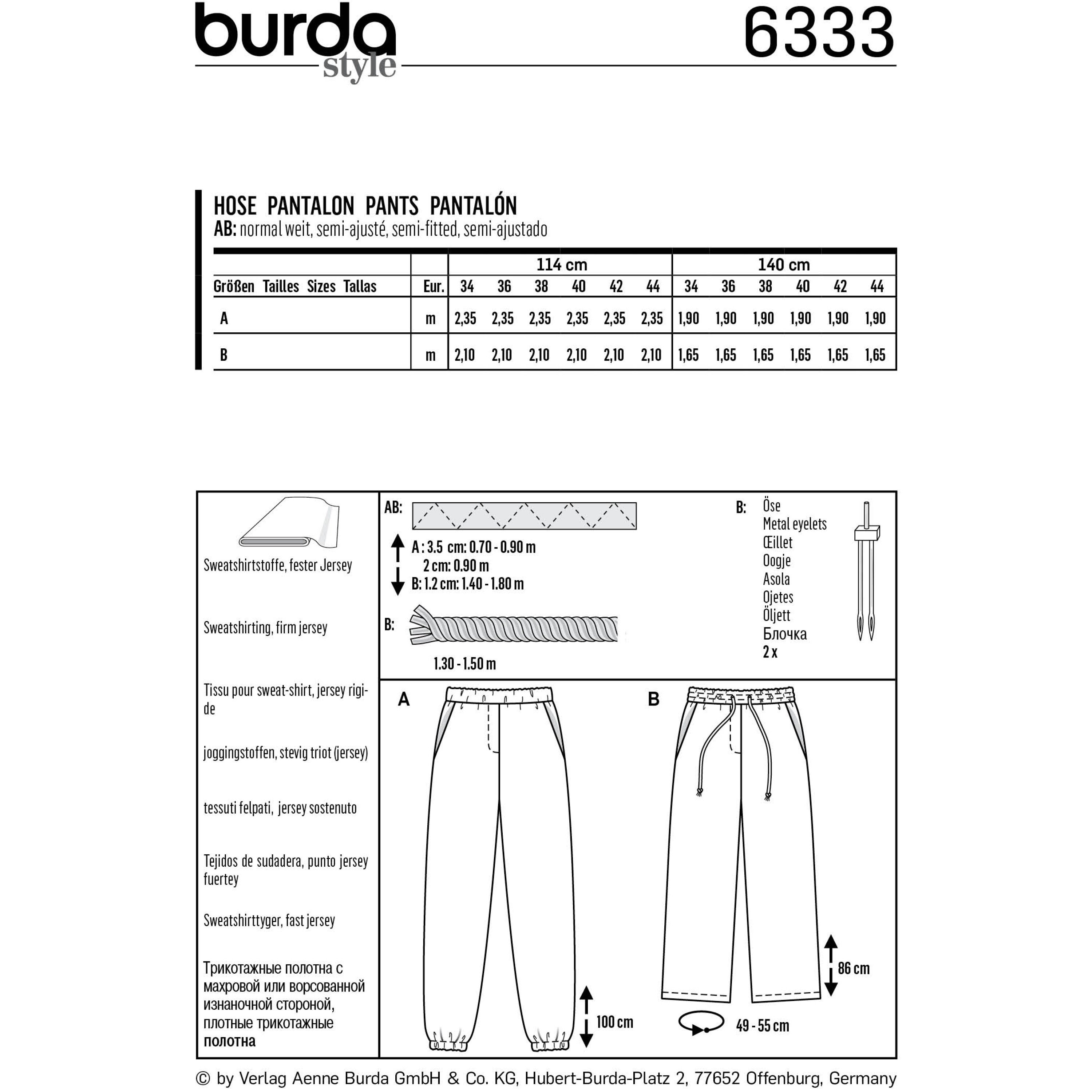 Burda 6333 Misses' Jogging Pant