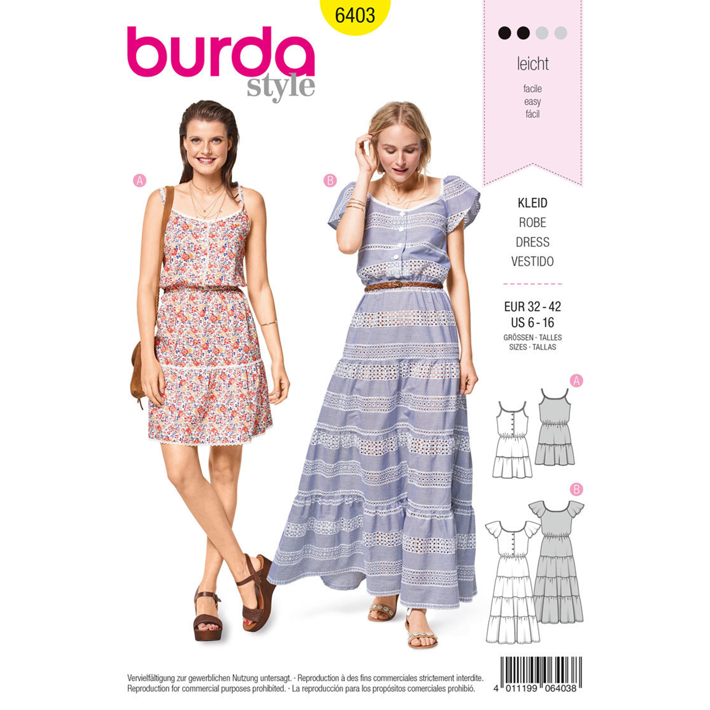 Burda Burda Style Pattern B6403 Misses' Sun Dress with Length Variations