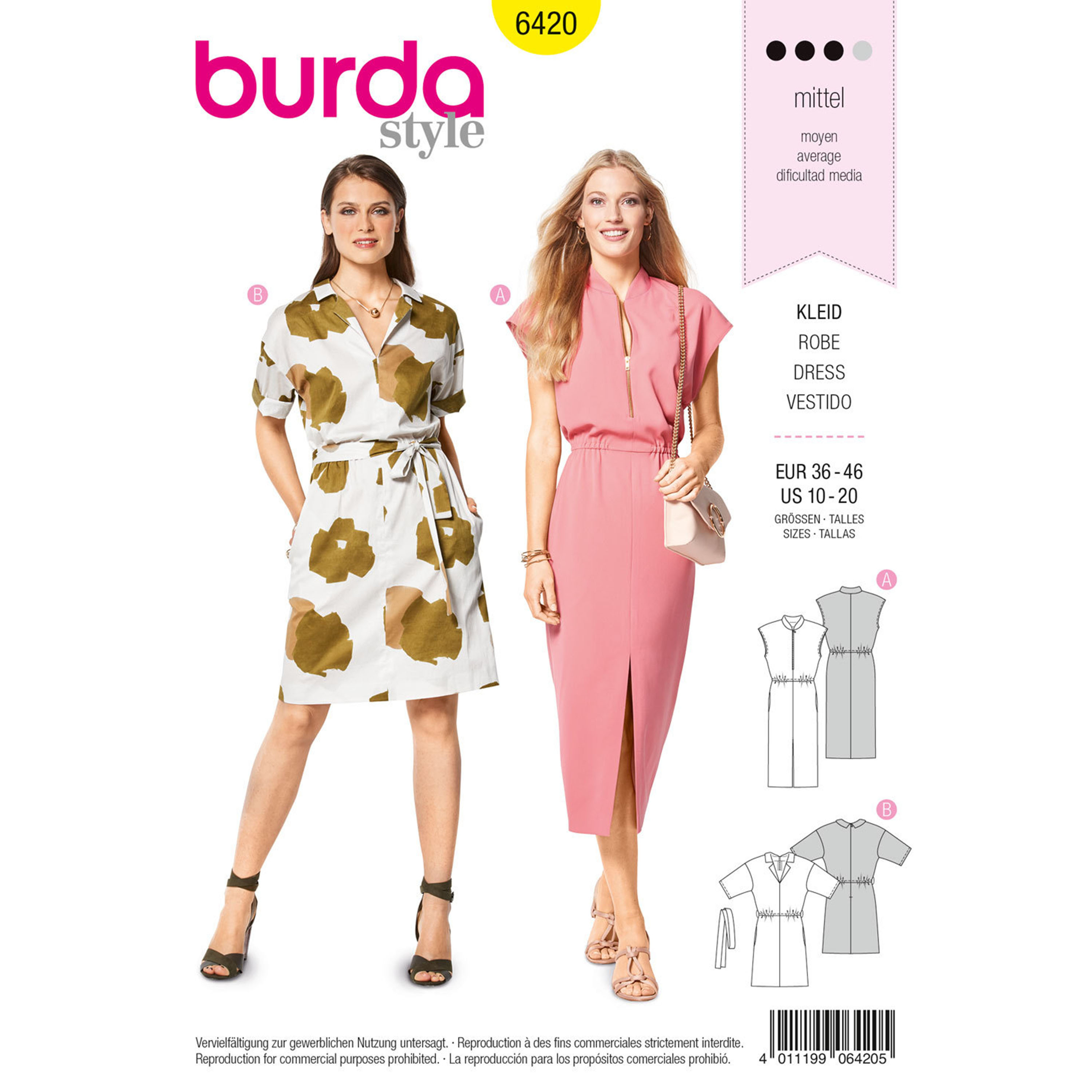 burda-burda-style-pattern-b6420-misses-sleeveless-dresses