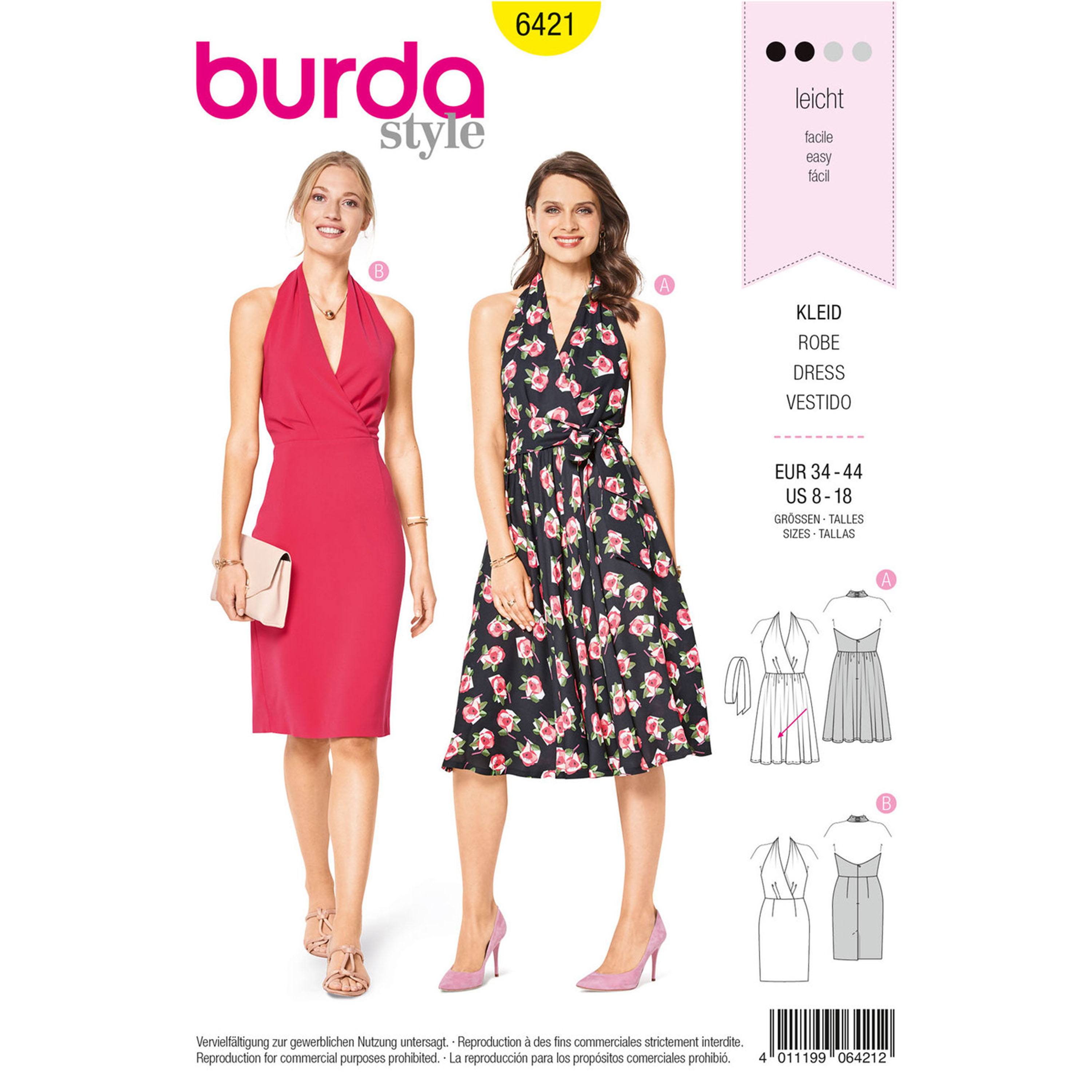 Burda Burda Style Pattern B6401 Misses' Swing Dress with Sleeve Variations