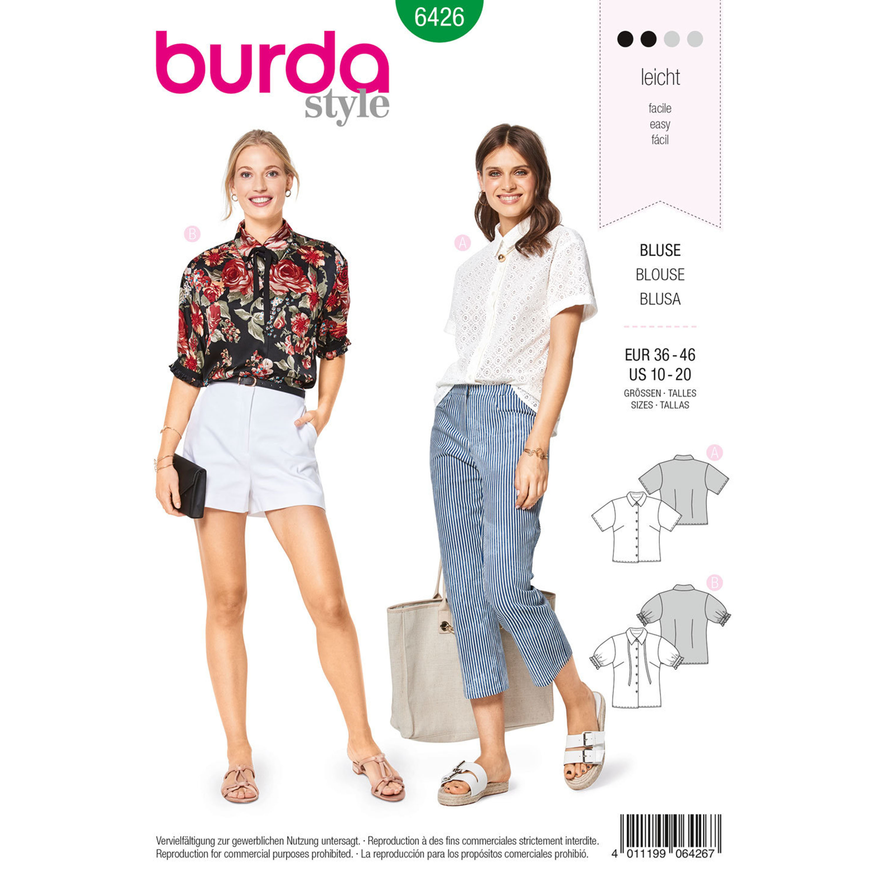 Burda Burda Style Pattern B6426 Misses' Fancy Summer Blouses