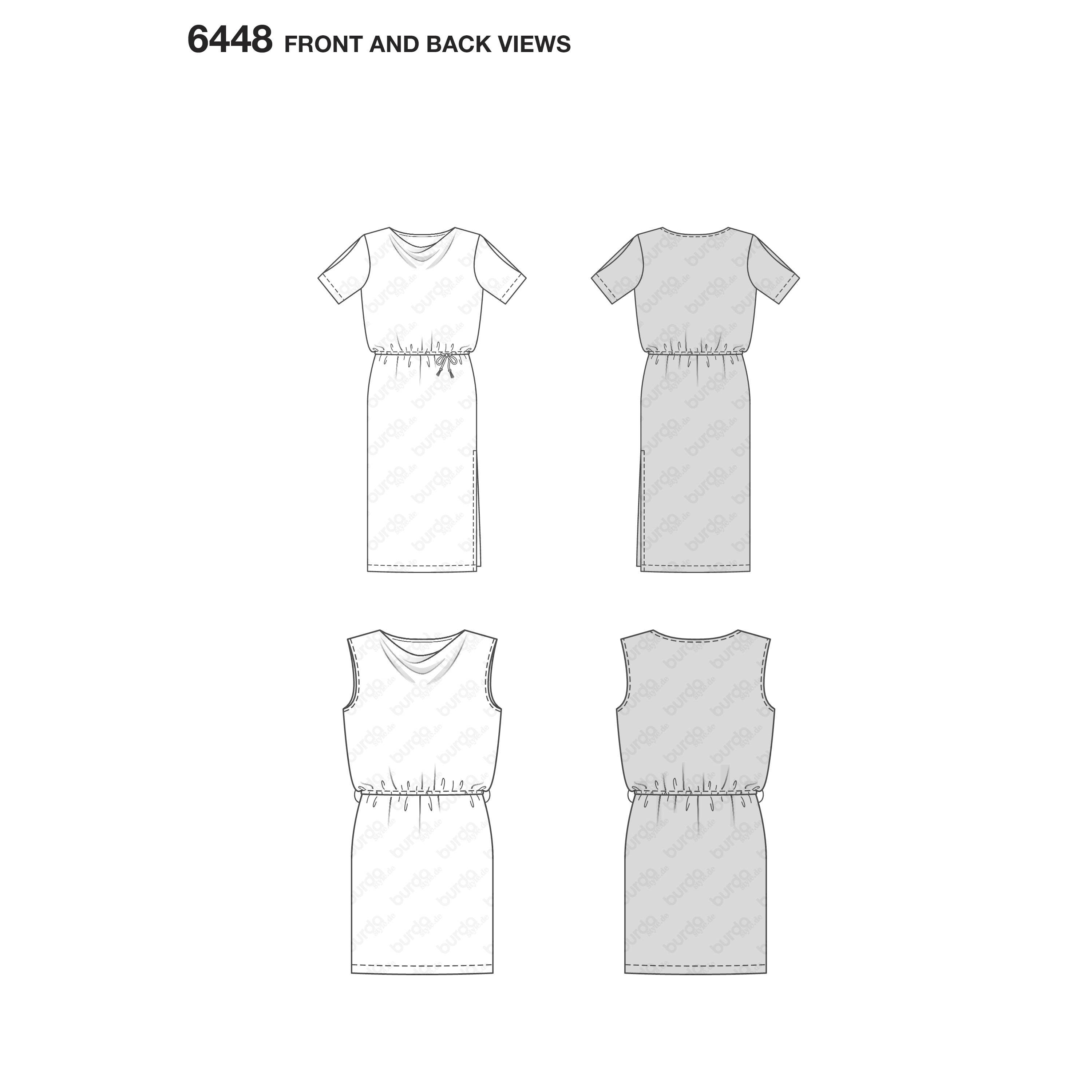 Burda Burda Style Pattern B6448 Women's Loose-Fitting Dresses