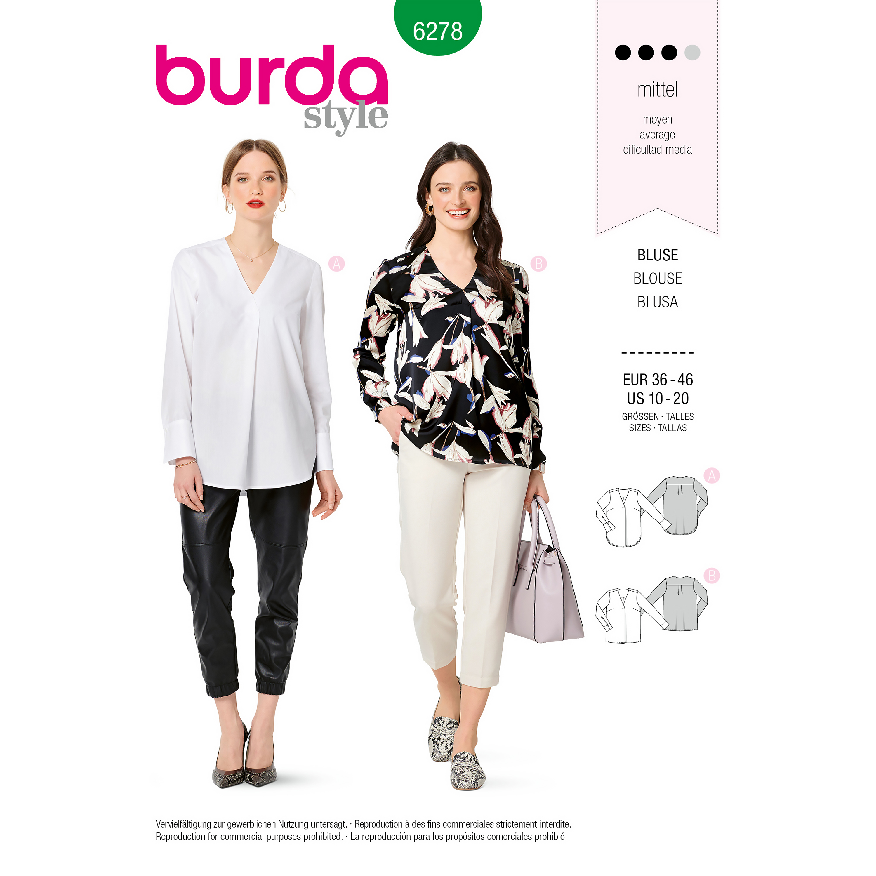 Burda 6278 Women's Blouses