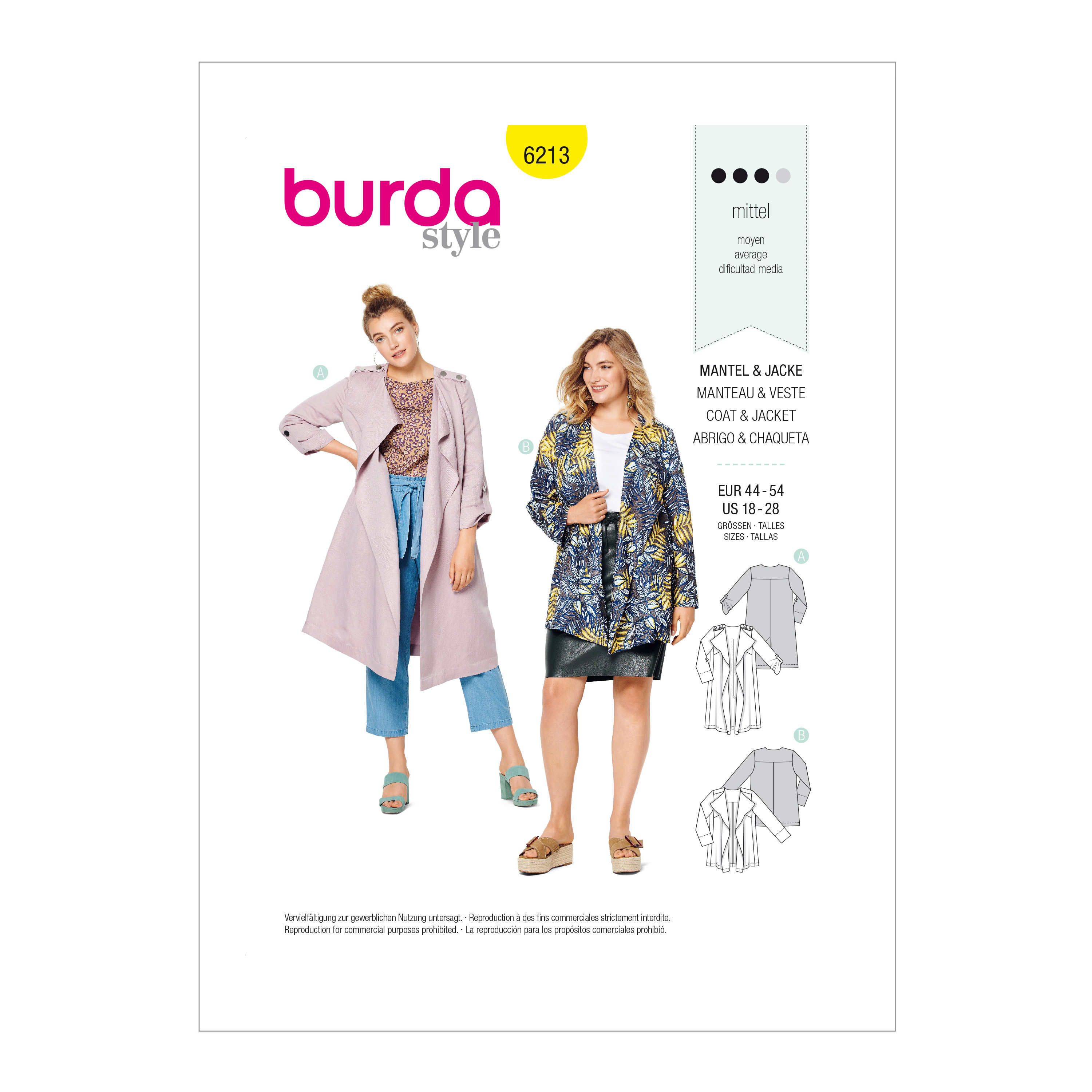 Burda 6213 Women's Coats In Two Lengths