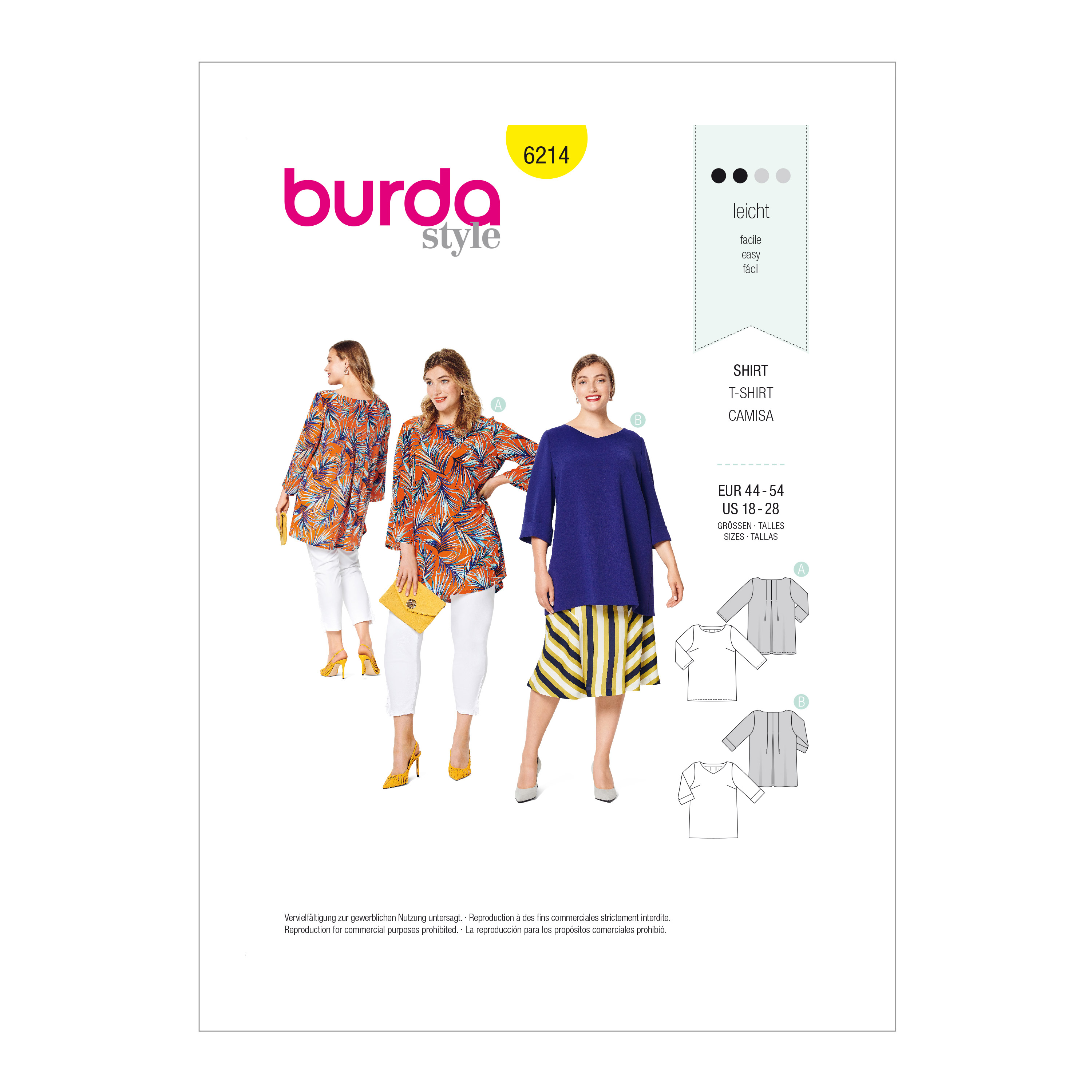 Burda 6214 Women's Pull-On Tops