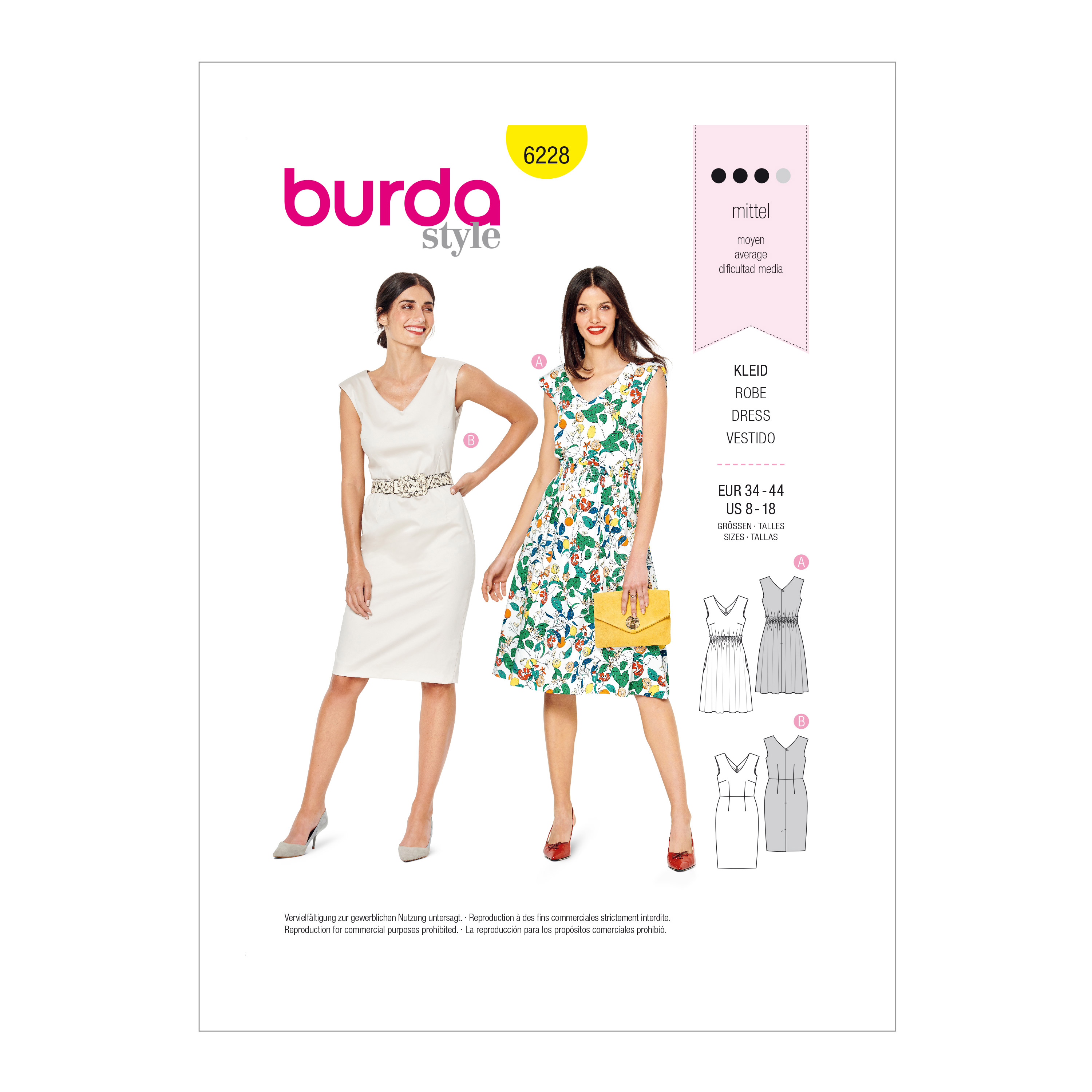 Burda 6228 Misses' Fitted Dresses With Variations