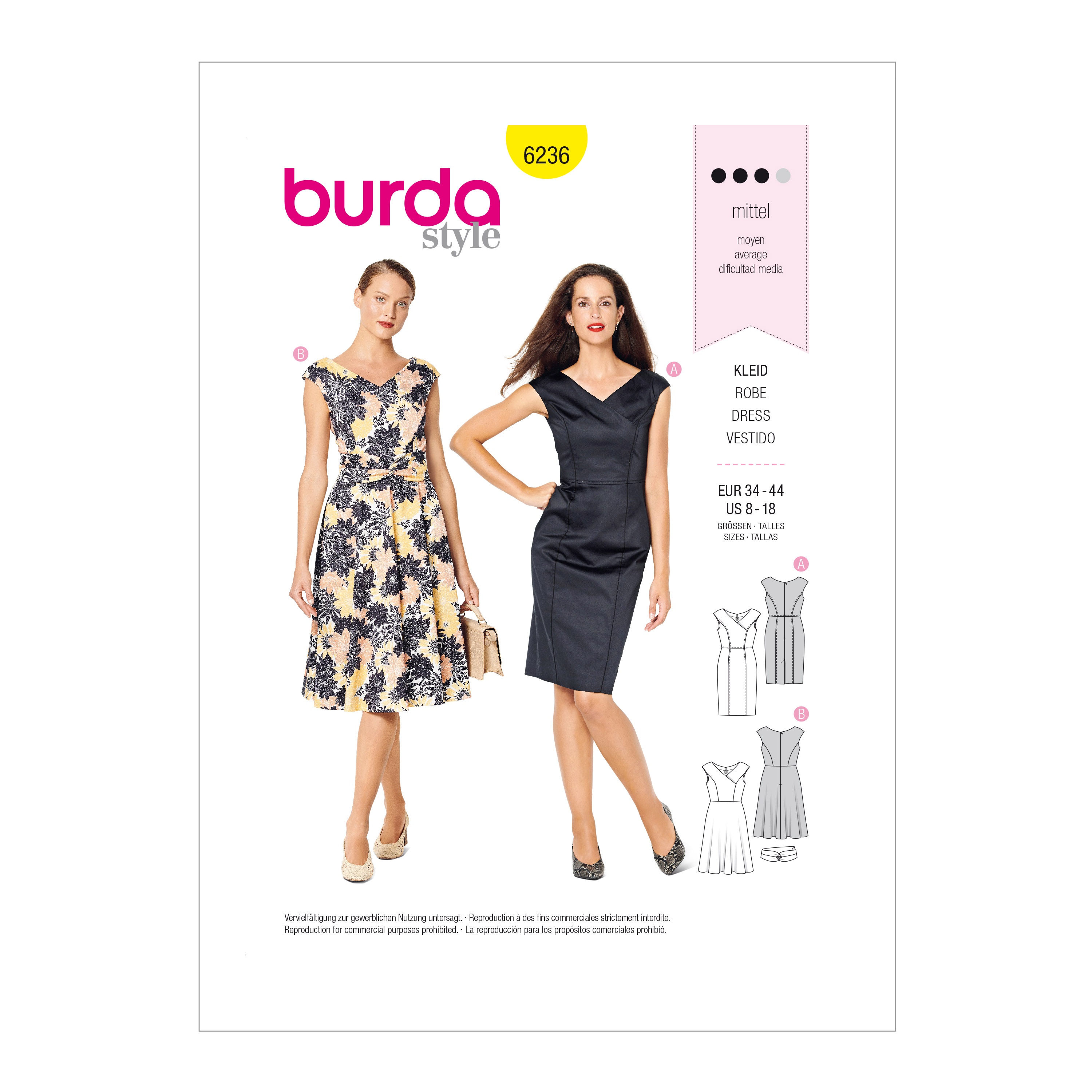 Burda 6236 Misses' Fitted Dresses With Variations